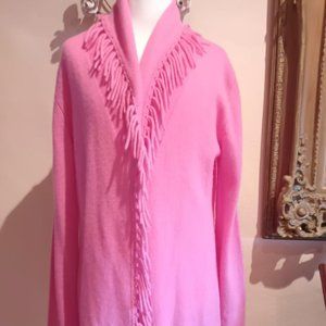 Pink Cashmere Fringe Open Cardigan/Duster- S